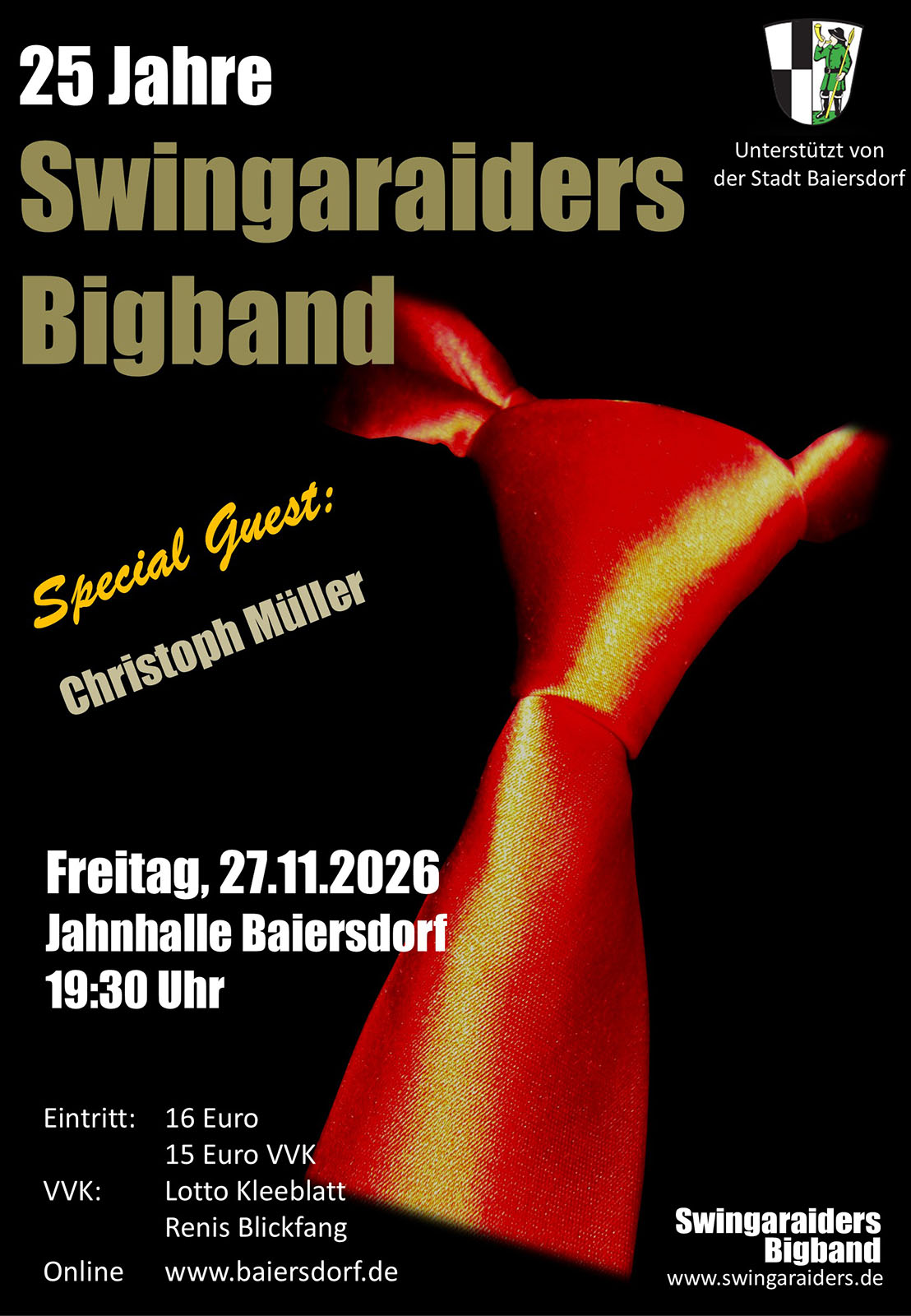 Plakat: 25 Jahre Swingaraiders Bigband - Jubiläums-Konzert Baiersdorf