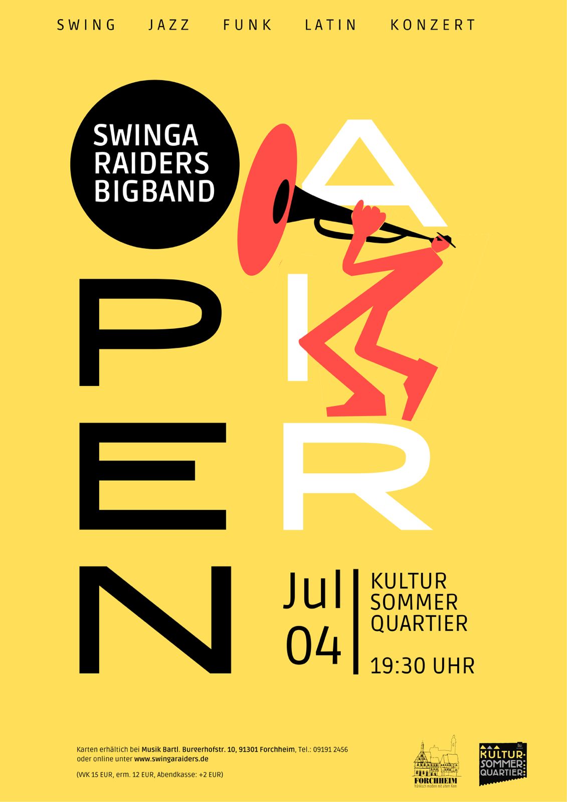Plakat: 25 Jahre Swingaraiders Bigband - Jubiläums-Open‑Air im KulturSommerQuartier